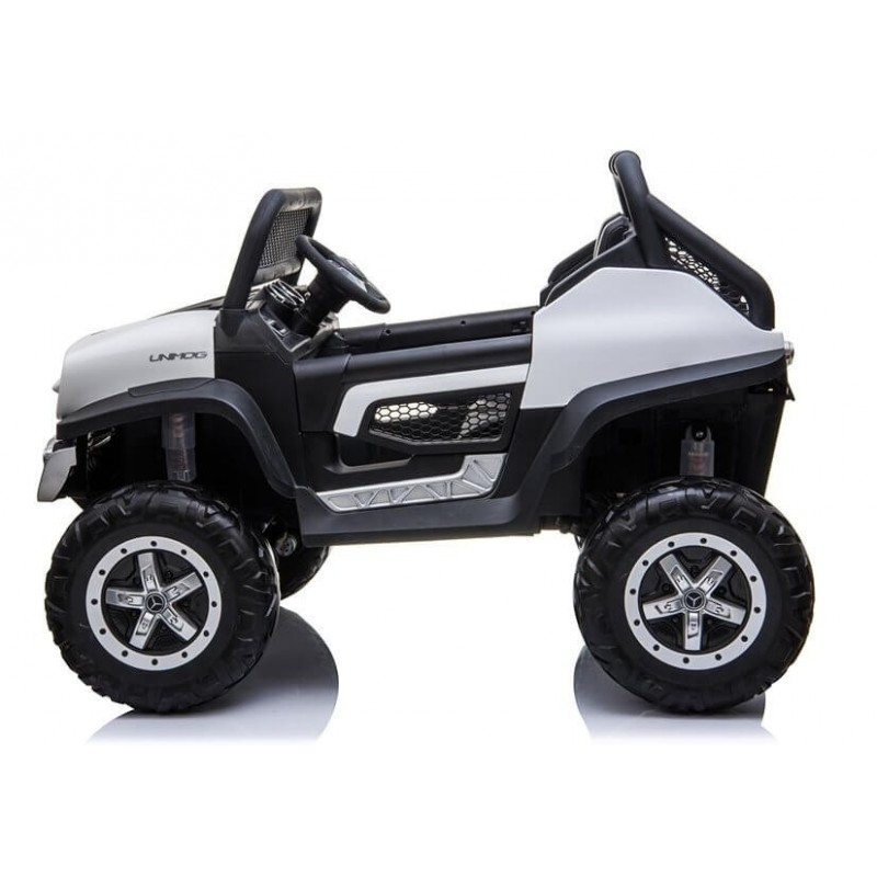 Elektromobilis MERCEDES UNIMOG baltas 12V 4x4