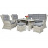 Lauko baldų komplektas TRAVENTO DINING 3 + PUFY WHITE GREY
