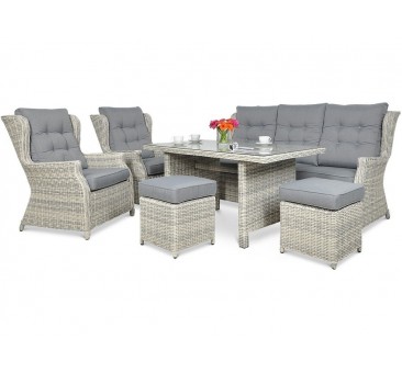 Lauko baldų komplektas TRAVENTO DINING 3 + PUFY WHITE GREY