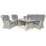 Lauko baldų komplektas TRAVENTO DINING 3 + PUFY WHITE GREY