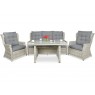 Lauko baldų komplektas TRAVENTO DINING 3 + PUFY WHITE GREY