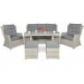 Lauko baldų komplektas TRAVENTO DINING 3 + PUFY WHITE GREY