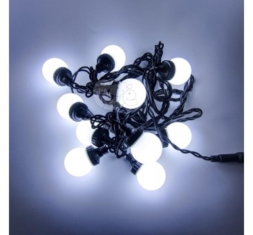 Girlianda 50 m, su 100 stambių LED lempučių, juodas laidas