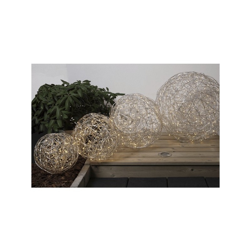 Sidabriniai kamuoliniai šviestuvai su LED dekoracija, šiltai balta, 100 LED