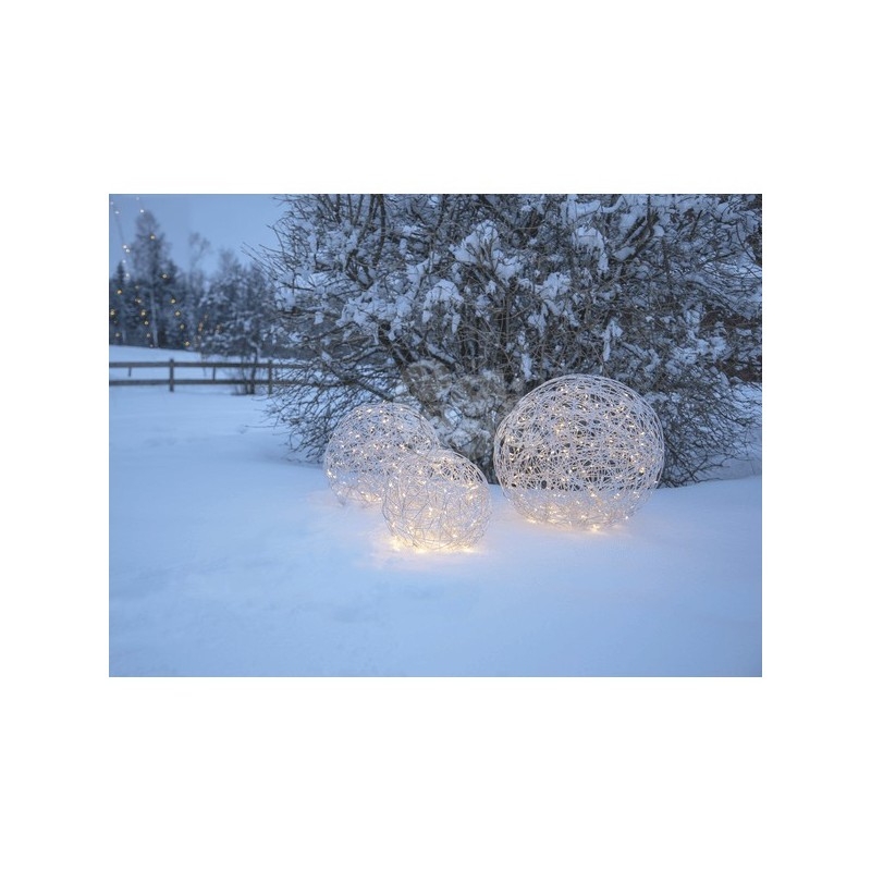 Sidabriniai kamuoliniai šviestuvai su LED dekoracija, šiltai balta, 150 LED