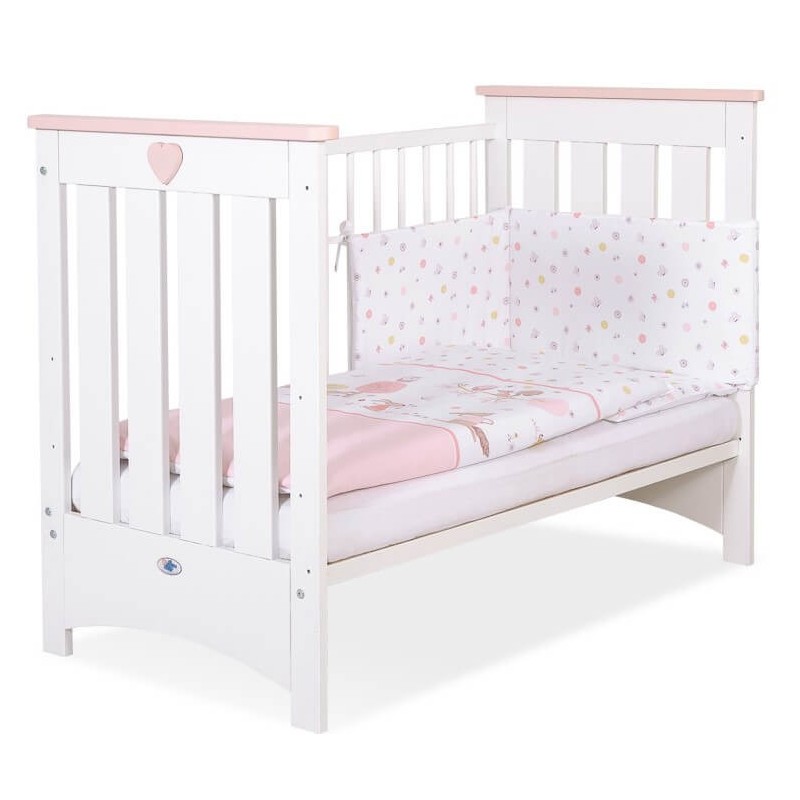Vaikiška medinė lovytė LIZA, balta/rožinė