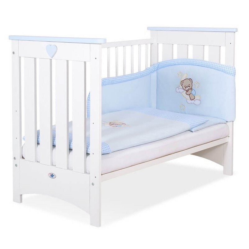 Vaikiška medinė lovytė LIZA, balta/mėlyna