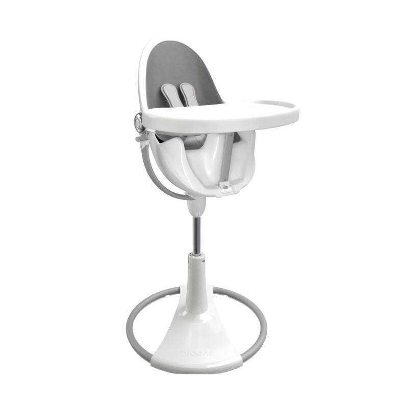 Maitinimo kėdutė "Bloom Fresco Chrome white" + pilkas įdėklas