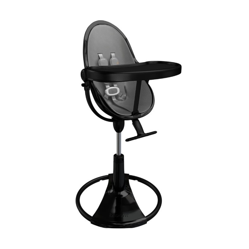 Maitinimo kėdutė "Bloom Fresco Chrome black" + pilkas įdėklas