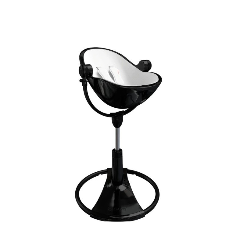 Maitinimo kėdutė "Bloom Fresco Chrome black" + pilkas įdėklas