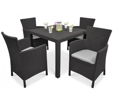 Lauko baldų komplektas MEKA DINING 4+1 GRAPHITE