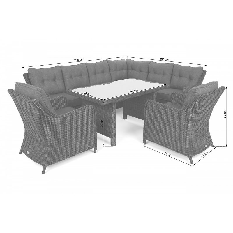 Lauko baldų komplektas KALIFORNIA DINING BEIGE/BEIGE MELANGE (dešininis)