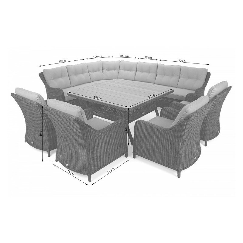 Lauko baldų komplektas WINTSOR DINING GREY/GREY MELANGE