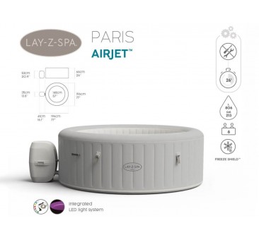 BESTWAY baseinas Lay-Z-Spa PARIS su LED 6 žmonėms
