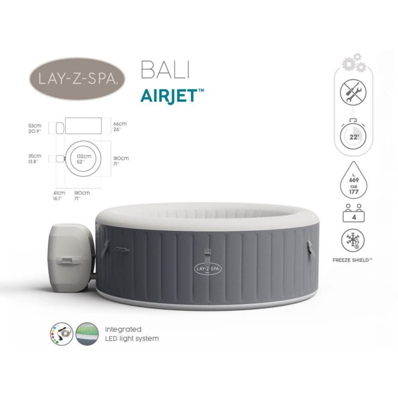 BESTWAY baseinas  Lay Z Spa BALI 4 žmonėms su LED