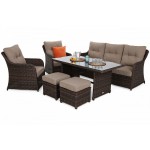 Lauko baldai BERGAMI DINING BROWN MAT/ BROWN MELANGE