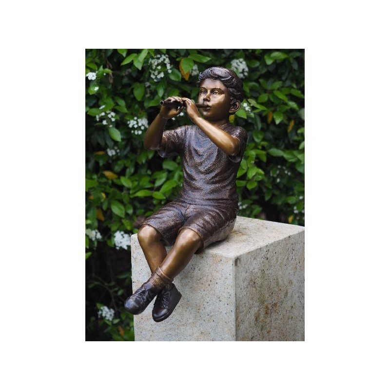 Sodo skulptūra Berniukas su fleita, 75x39x32