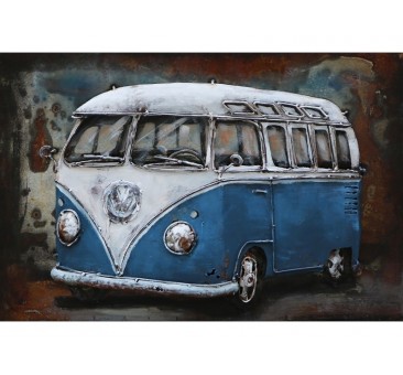 3D metalo paveikslas Mėlynas autobusas, 40x60x6