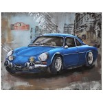3D metalo paveikslas Mėlynas sportinis automobilis, 60x80x6