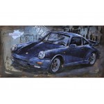 3D metalo paveikslas Mėlynas sportinis automobilis, 60x120x6