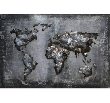3D metalo paveikslas Pasaulio žemėlapis, 80x120