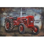 3D metalo paveikslas Raudonas traktorius, 80x120x6