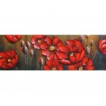 3D metalo paveikslas Raudonos gėlės, 50x150x6