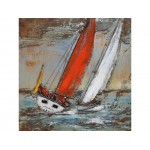 3D metalo paveikslas Regatos valtys, 100x100