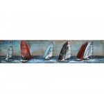 3D metalo paveikslas Burinės valtys, 40x180