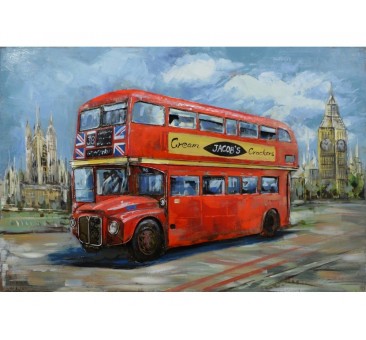 3D metalo paveikslas Londono autobusas, 80x120