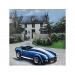 3D metalo paveikslas Mėlynas sportinis automobilis, 100x100