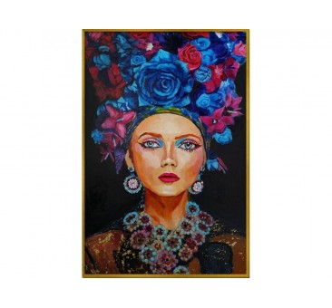 Paveikslas Moteris su gėlių kepure, 120x80