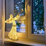 Dekoracija Angelas 50cm, šiltai baltos spalvos