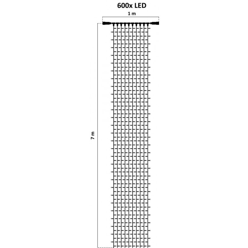 LED girlianda užuolaida 500 diodų 1 m H 7 m balta