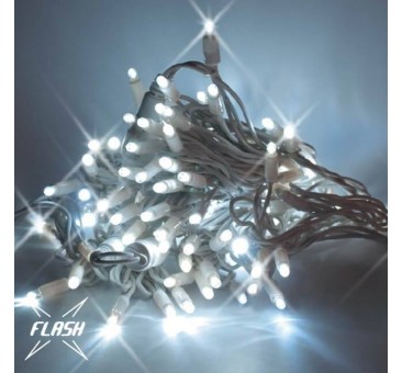LED girlianda 5m, 60 diodų, šaltai balta, FLASH, IP67