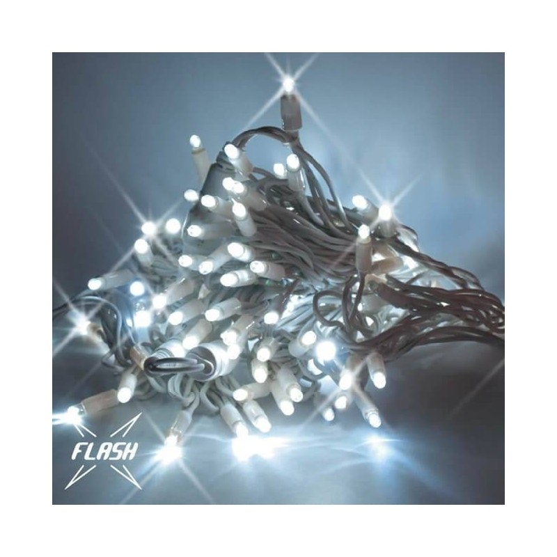 LED girlianda 5m, 60 diodų, šaltai balta, FLASH, IP67