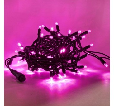 LED girlianda 5m, 50 diodų, rožinė, IP44