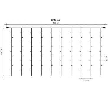 LED užuolaida HOBBY LINE 2x1m, šiltai balta, 100 diodų