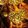 LED girlianda METALINĖS ŠIRDELĖS su baterijomis šiltai baltos spalvos 2.8m