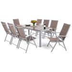 Valgomojo komplektas IBIZA 8+1 SILVER/TAUPE