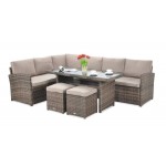 Lauko baldų komplektas SALO + pufai brown