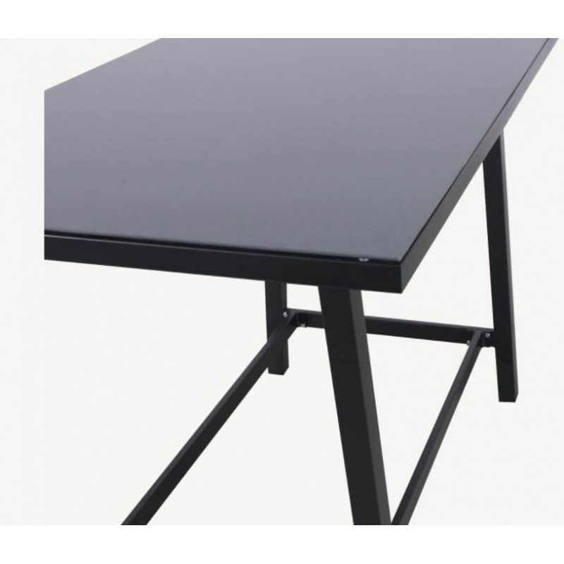 Lauko valgomojo stalas RIMINI juodas 154,5x90x95cm