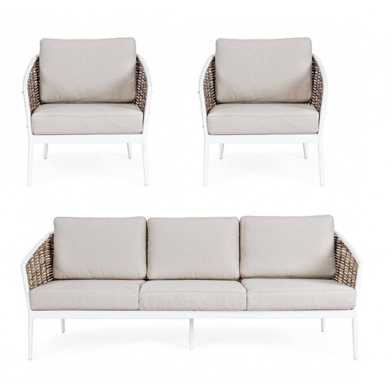 Lauko baldų komplektas MARIBELA WHITE, 3 dalių