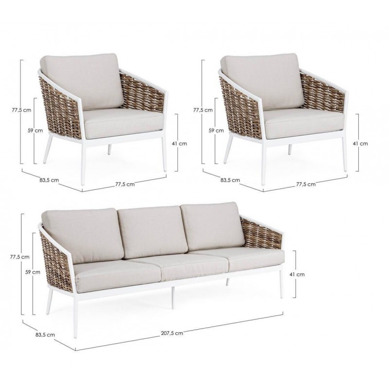 Lauko baldų komplektas MARIBELA WHITE, 3 dalių