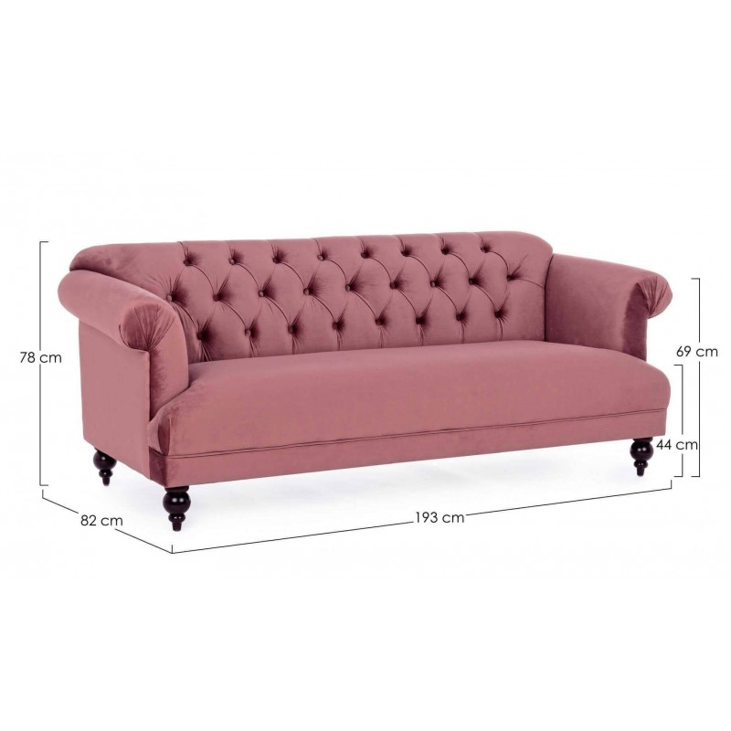 Sofa BLOSSOM ANTIQUE PINK, trivietė