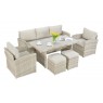 Lauko baldų komplektas BORNEO Beige + pufai