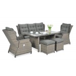 Lauko baldai BALTIMORE DINING MELANGE + pufai