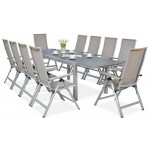 Lauko valgomojo baldai BRISBANE TAUPE 10/250 su prailginamu stalu
