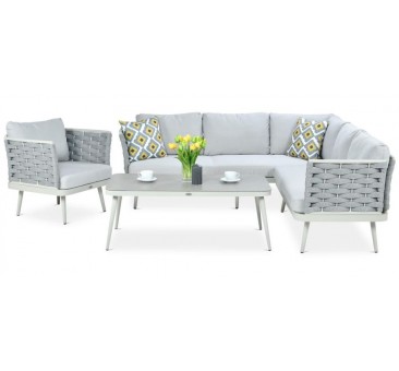 Lauko baldų komplektas MARINEL light grey + fotelis