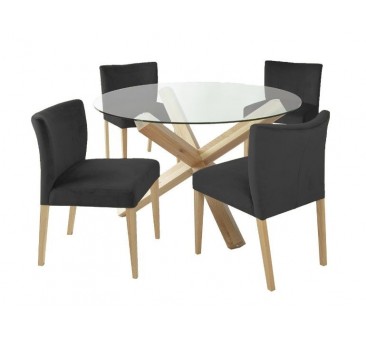 Valgomojo komplektas TURIN stalas su 4 kėdėmis juodas